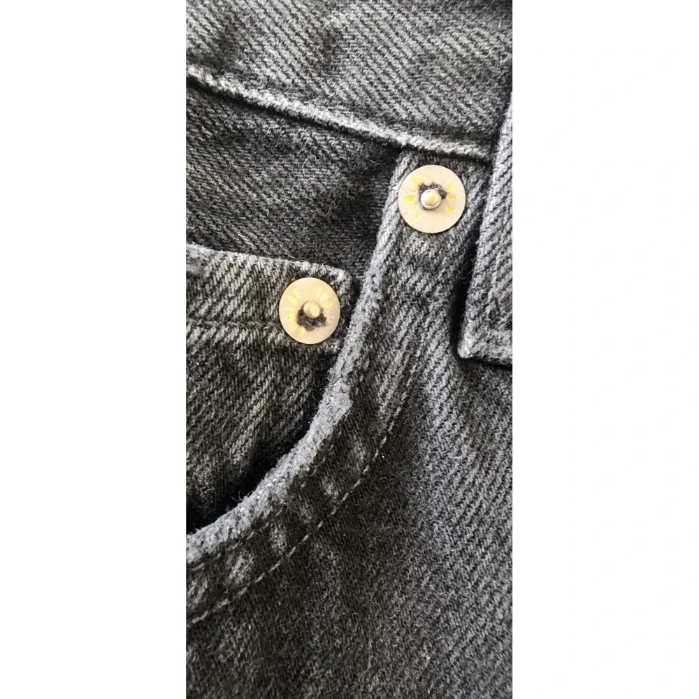 AGOLDE Parker Long With Cuff Vintage Short Black Organic Denim 28 High Rise